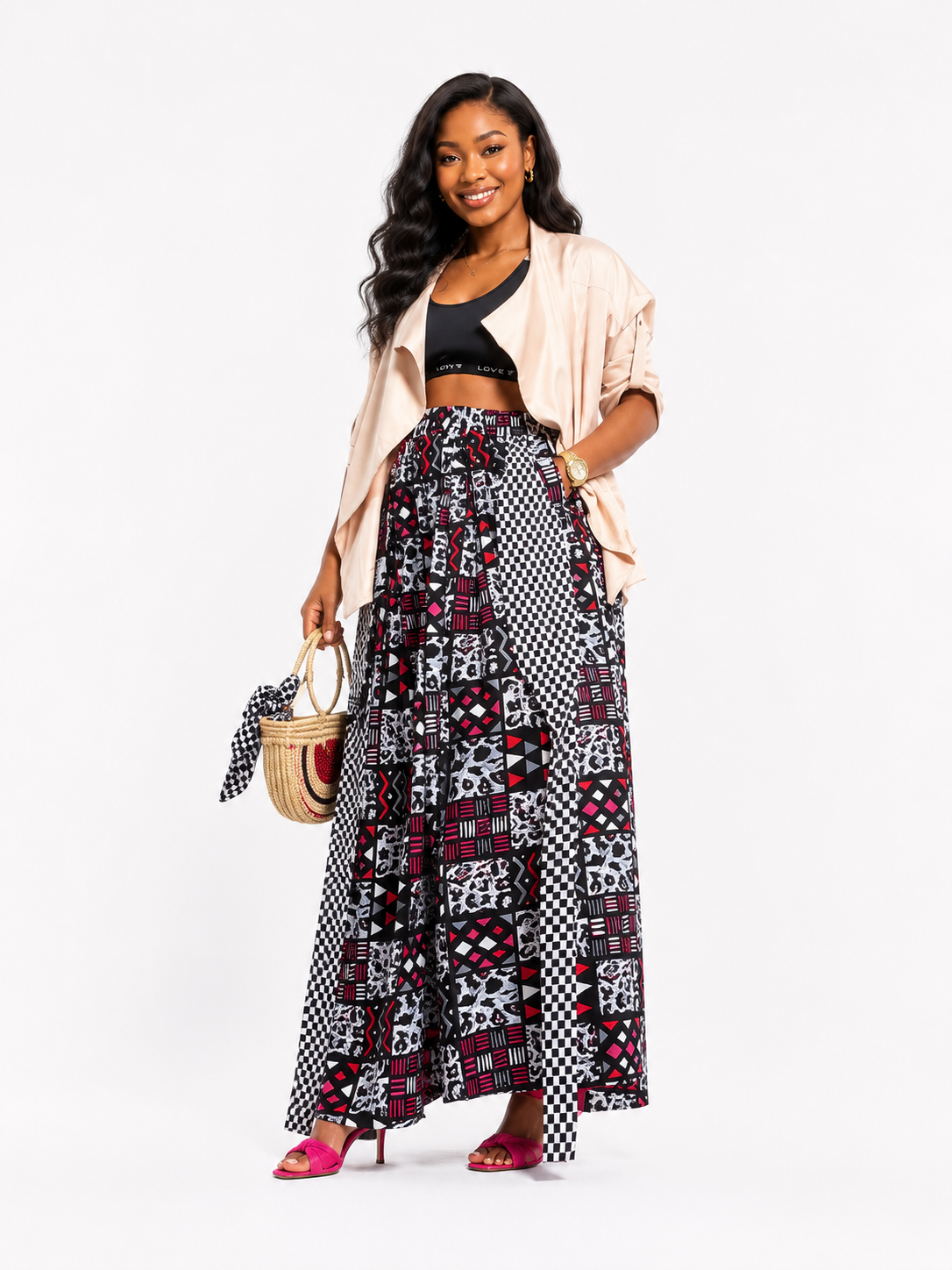 African Print Multi-Pattern Palazzo Pants